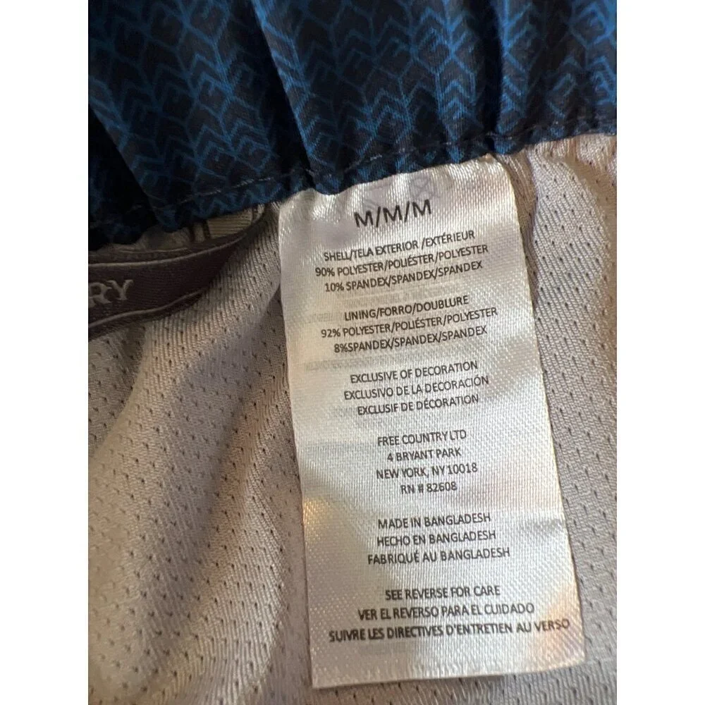 NWT Free Country Mens Size M Blue Swim Shorts Trunks Engineered Color Blocked‎